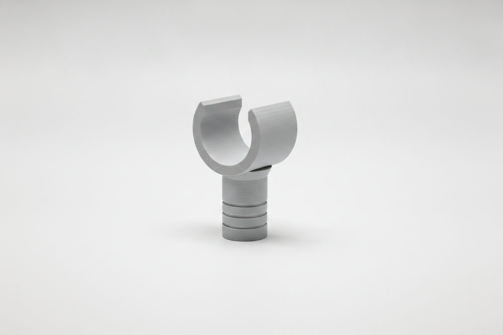 Snap-in butt grip rod rest head, 3D printed