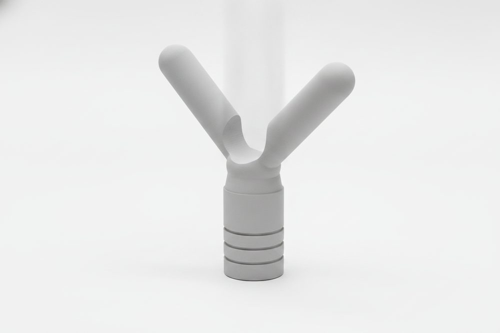 V Rest, a 3D printed rod-rest head in PETG, threaded onto a bank stick