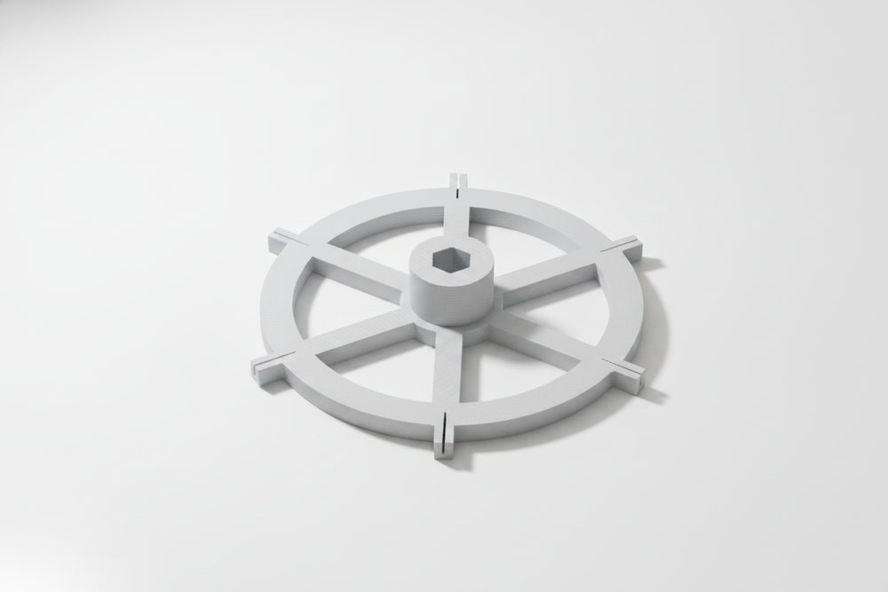 3D printed lure drying wheel for six lures